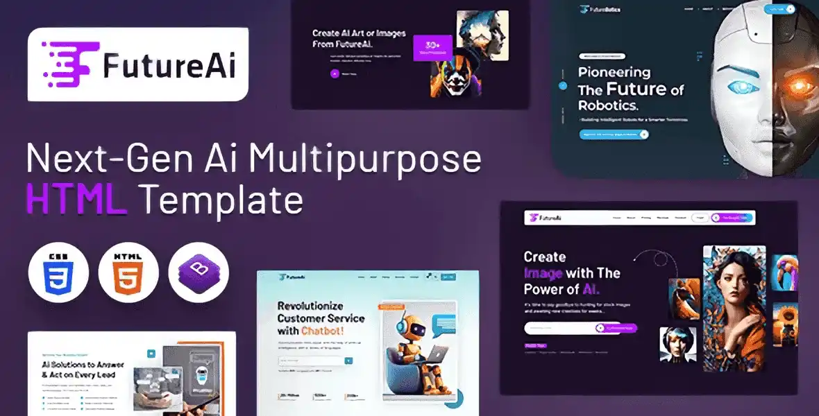 Future AI HTML5 website template for AI and robotics businesses