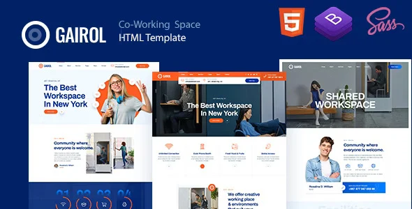Gairol coworking space HTML5 template design preview