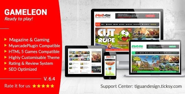 Gameleon WordPress arcade and magazine theme preview