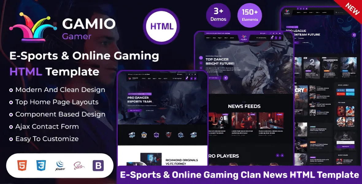 Gamio esports and gaming HTML template showcasing modern gaming website design