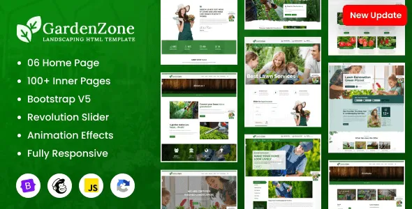 GardenZone gardening and landscaping HTML template homepage preview