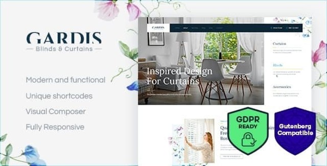 Gardis blinds and curtains WordPress theme for interior design websites
