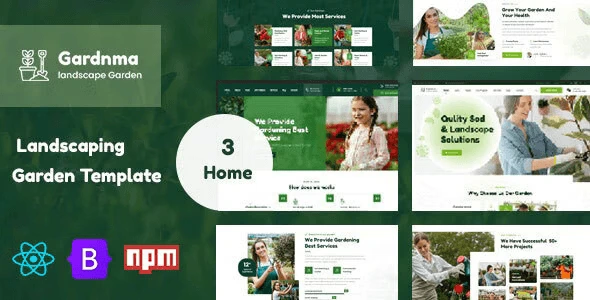 Gardnma gardening and landscaping HTML5 template homepage preview showing responsive design for garden care businesses
