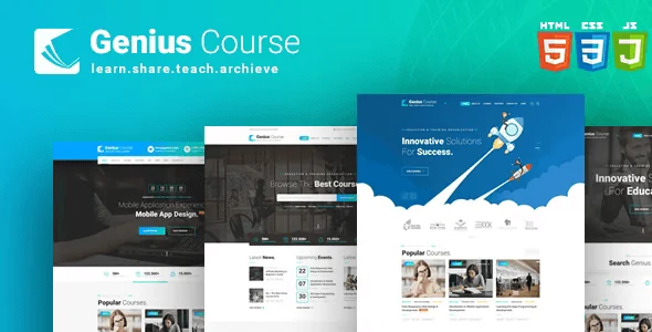 Genius Course HTML template preview for education and online learning website design