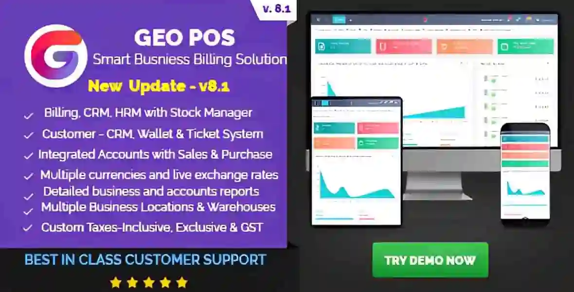 Geo POS PHP point of sale application dashboard interface