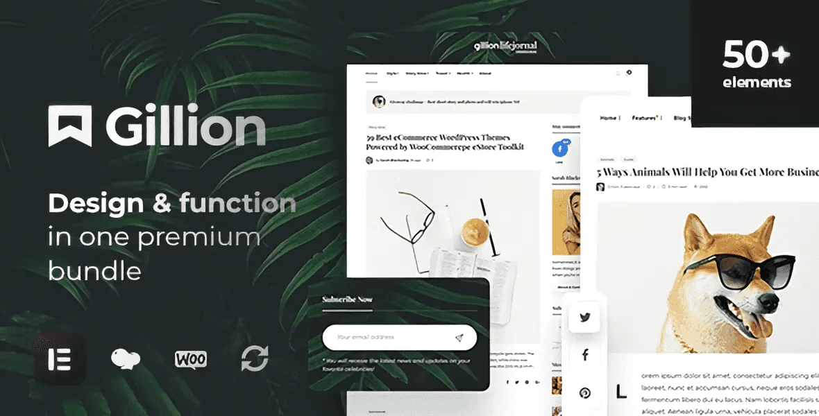 Gillion WordPress blog magazine AMP theme with multiple pre-built demos for blogs, magazines, and shops