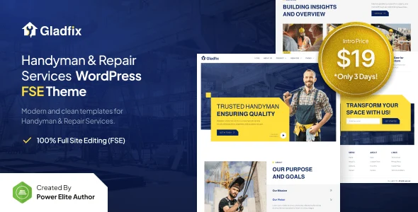 Gladfix handyman and repair services WordPress theme