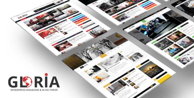 Gloria WordPress blog magazine theme homepage layout with responsive design and content modules