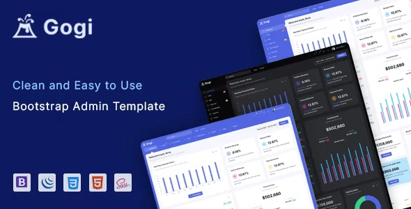 Gogi Bootstrap 4 admin dashboard template preview showing responsive layout and UI components