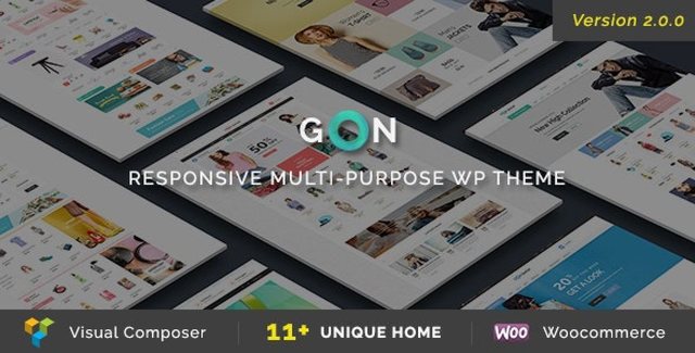 Gon responsive multi-purpose WordPress theme with flexible layout for business and e-commerce websites