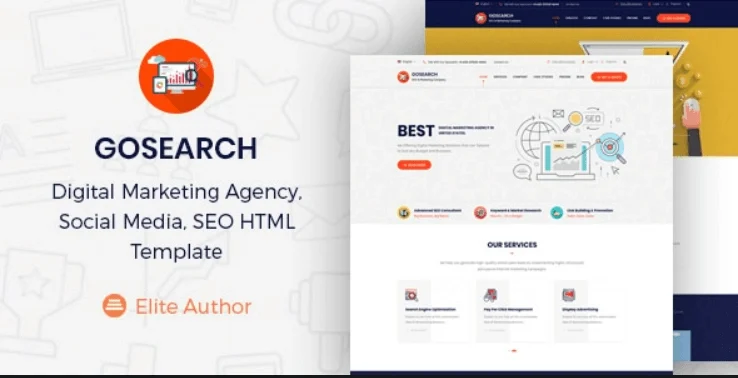 Gosearch digital marketing agency HTML template built with Bootstrap 5