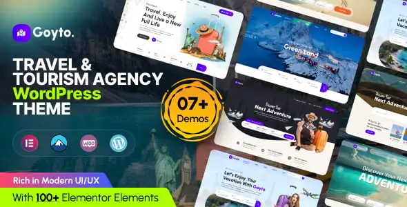 Goyto travel WordPress theme with Elementor builder for travel agencies and tour operators