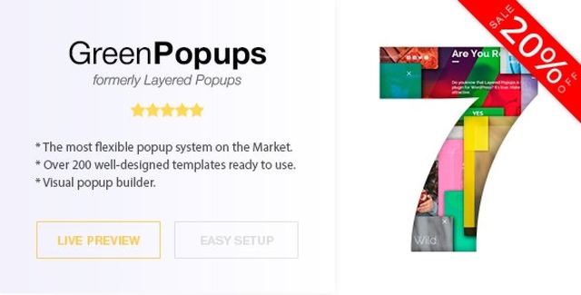 Green Popups multi-layered animated popup WordPress plugin interface