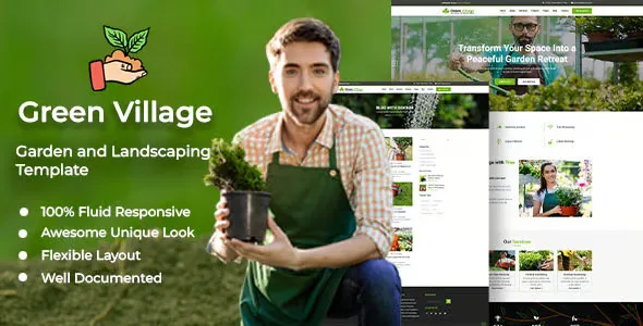 Green Village responsive HTML5 template for garden and landscaping businesses