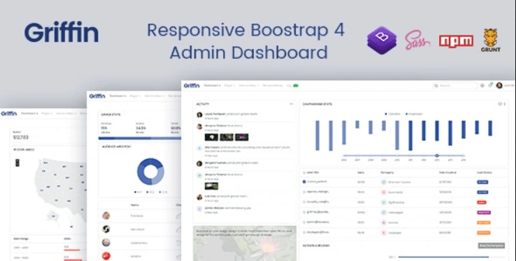 Griffin Bootstrap 4 admin dashboard template interface