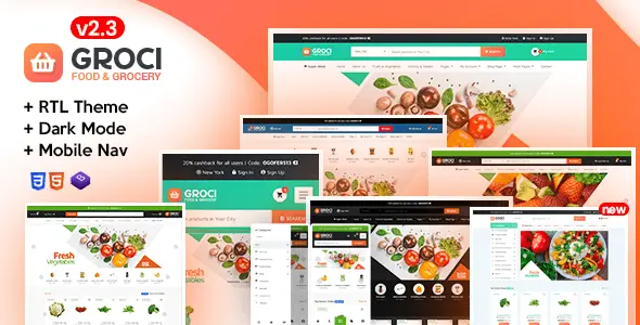 Groci organic food and grocery market HTML template homepage design preview