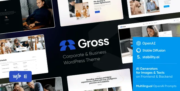 Gross business and consulting WordPress theme homepage preview