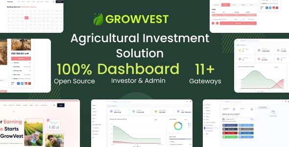 GrowVest agricultural investment platform PHP script dashboard interface