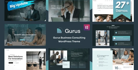 Gurus business consulting WordPress theme showcasing a professional website layout for consulting firms