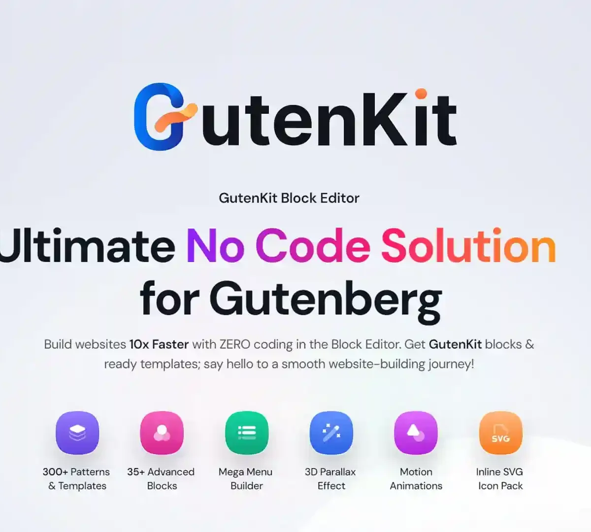 GutenKit Blocks Pro WordPress plugin interface showing advanced Gutenberg blocks and responsive grid layouts