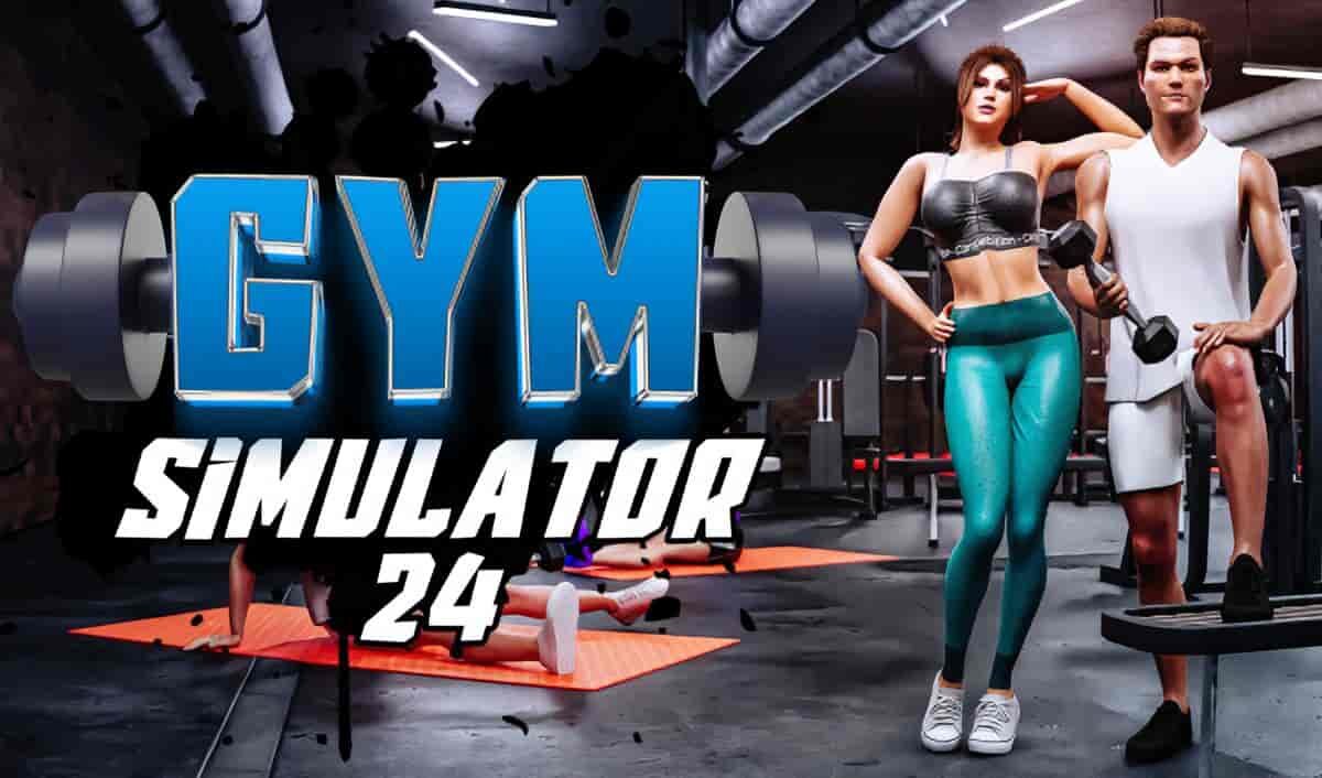 Gym Simulator 24 PC game screenshot showing gym customization and workout equipment