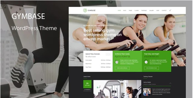 GymBase gym fitness WordPress theme preview