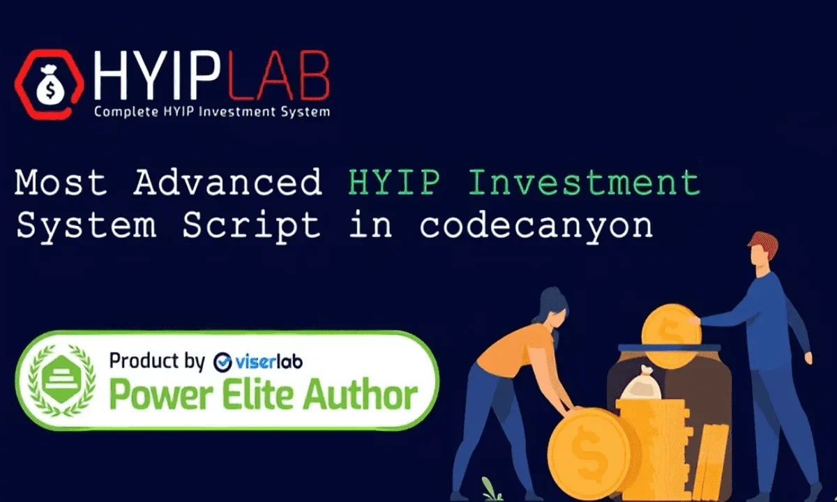 HYIPLAB HYIP investment platform script interface showing admin dashboard and responsive design