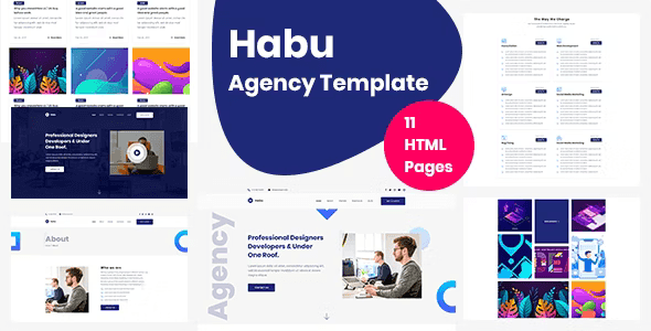 Habu HTML5 agency template homepage preview showcasing responsive Bootstrap 4 layout