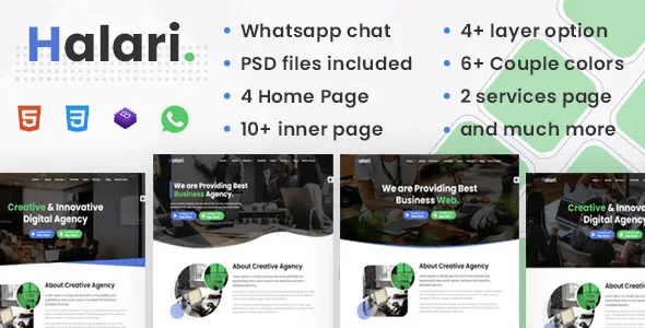 Halari agency HTML template responsive homepage preview