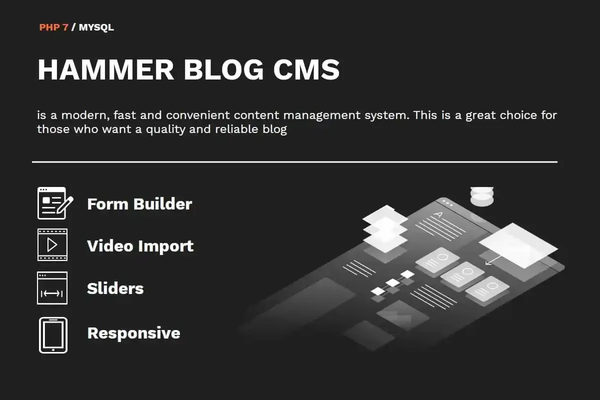 Hammerblog CMS PHP Script dashboard interface for blog management