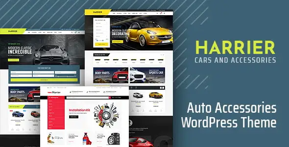 Harrier car dealer and automotive WordPress theme with vehicle listings and advanced search filter