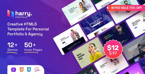 Harry creative HTML5 portfolio template for agencies and freelancers