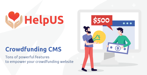 HelpUs crowdfunding PHP script dashboard showing campaign management interface