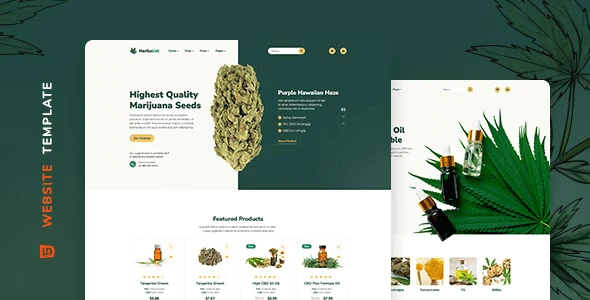 Herbalist medical marijuana HTML5 template homepage design for cannabis store