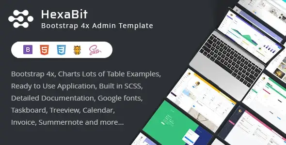 HexaBit responsive Bootstrap admin template dashboard interface with clean UI components and consistent design system