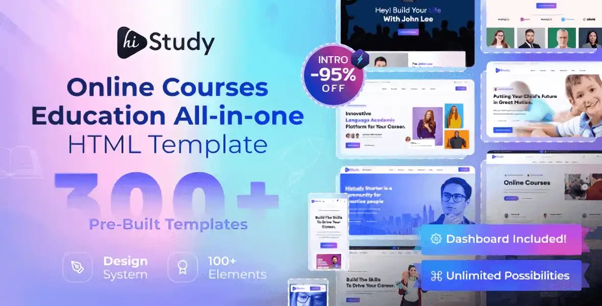 HiStudy online courses and education HTML template preview