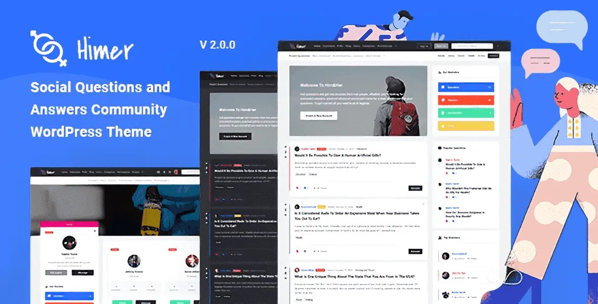 Himer social questions and answers WordPress theme preview
