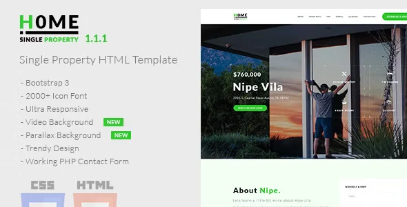 Home responsive single property HTML template for real estate websites