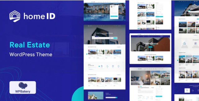 HomeID real estate WordPress theme preview showcasing property listing layout