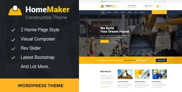 HomeMaker construction WordPress theme responsive website preview