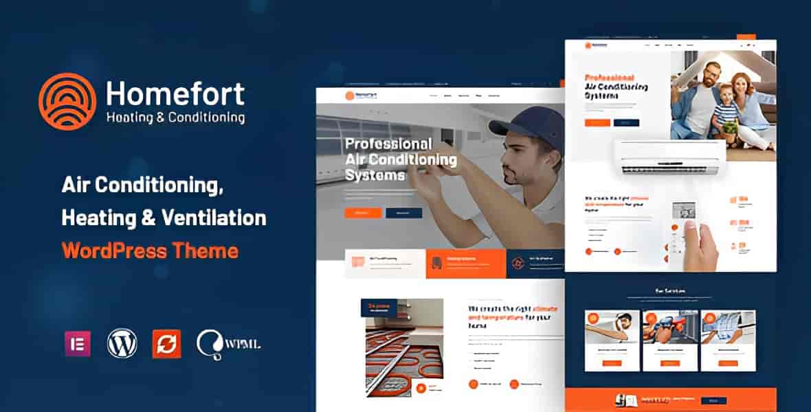 Homefort HVAC WordPress theme with Elementor and WooCommerce