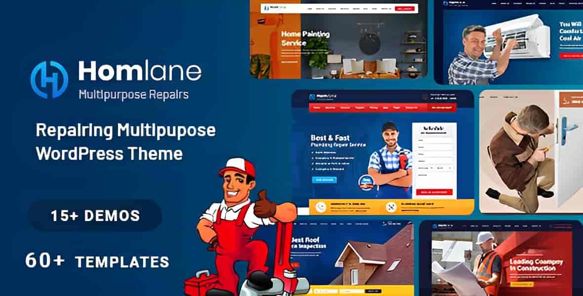 Homlane handyman and repair services WordPress theme preview