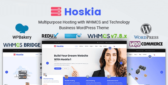 Hoskia hosting WordPress theme with WHMCS integration and pricing tables
