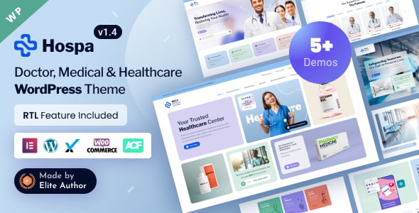 Hospa hospital and medical clinic Elementor WordPress theme preview