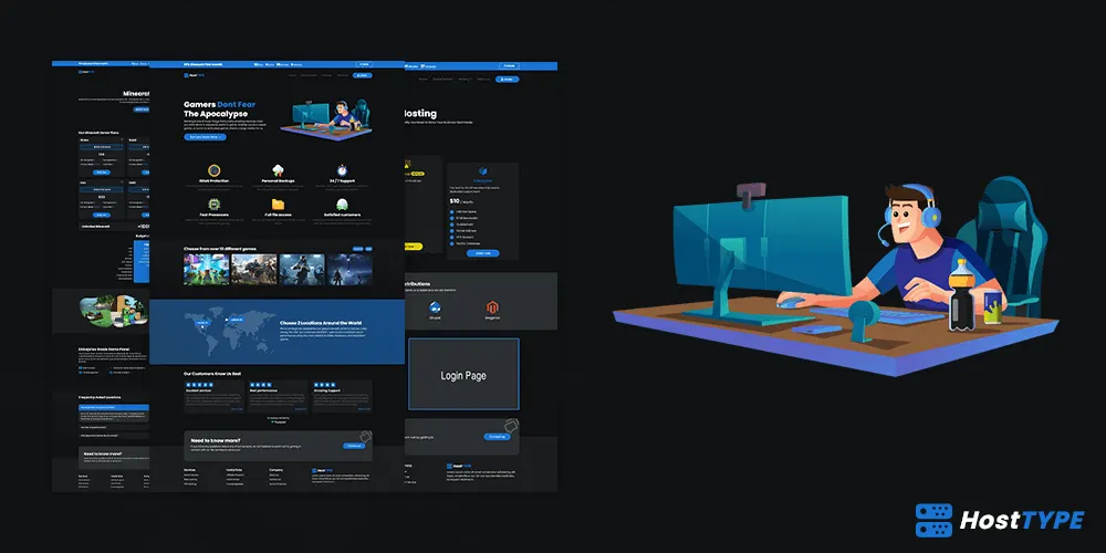HostType game hosting HTML template with WHMCS integration and PHP pages