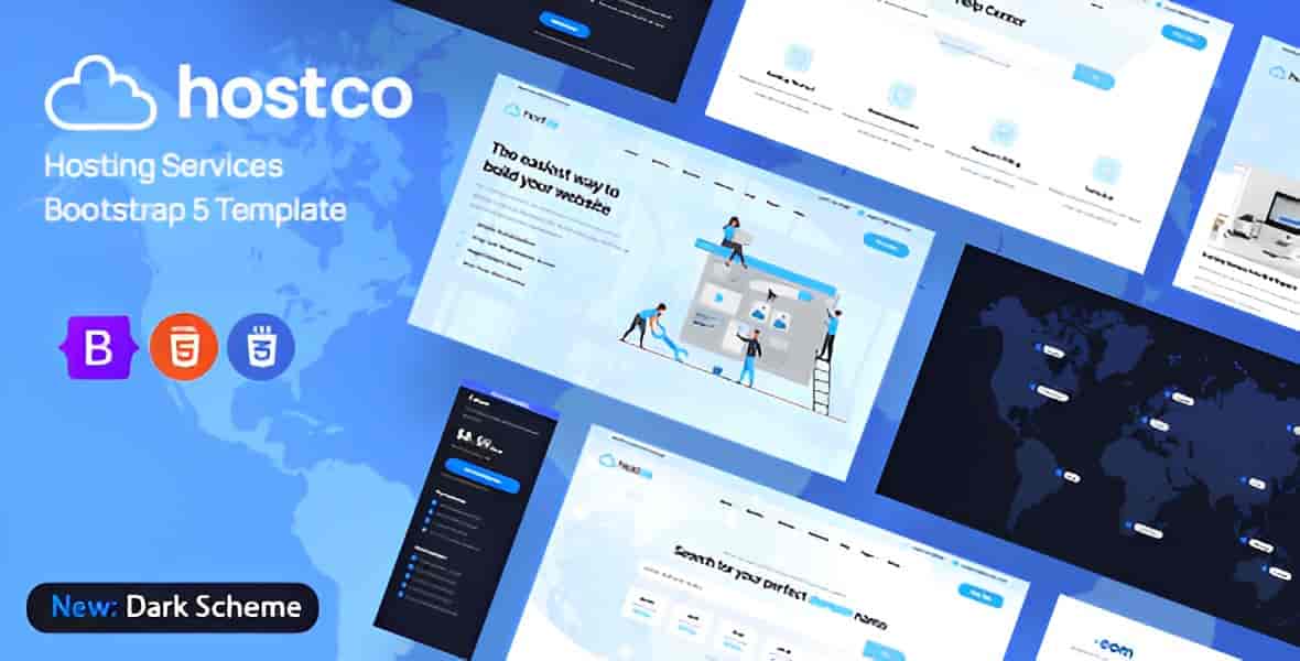 Hostco web hosting HTML template with Elementor PRO demo layout