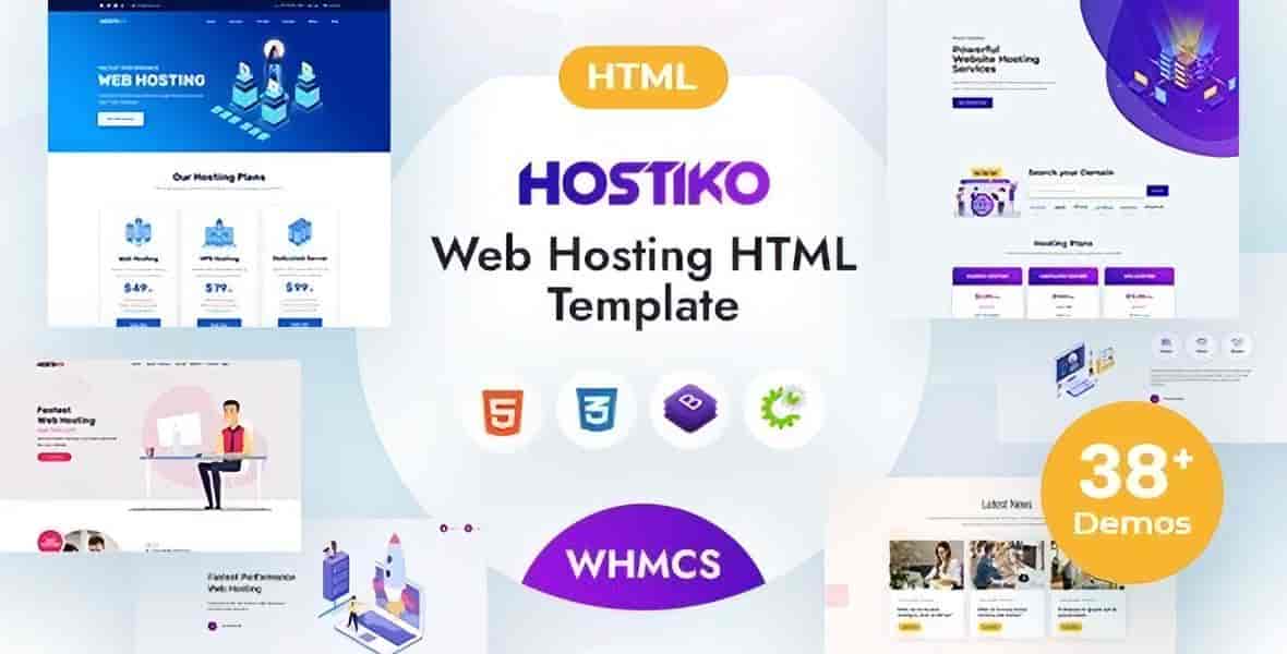 Hostiko hosting HTML template with isometric design and pricing tables