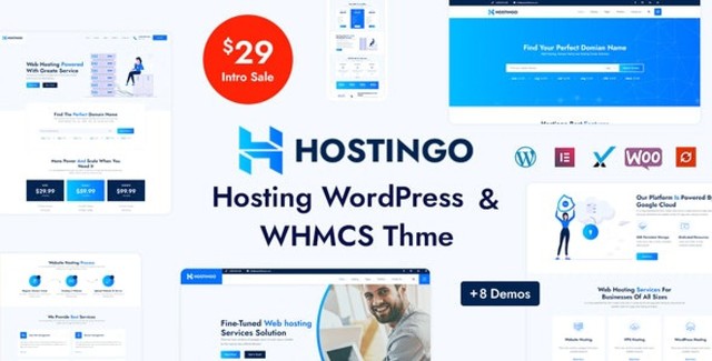 Hostingo WHMCS WordPress theme for hosting companies with Elementor PRO builder and pricing tables