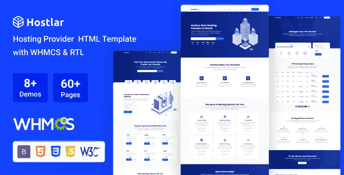 Hostlar domain hosting provider HTML template with WHMCS and RTL support