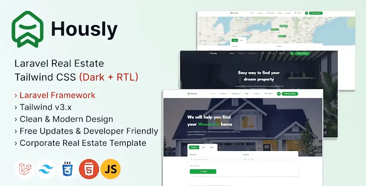 Hively Laravel real estate multilingual PHP script interface with property listings